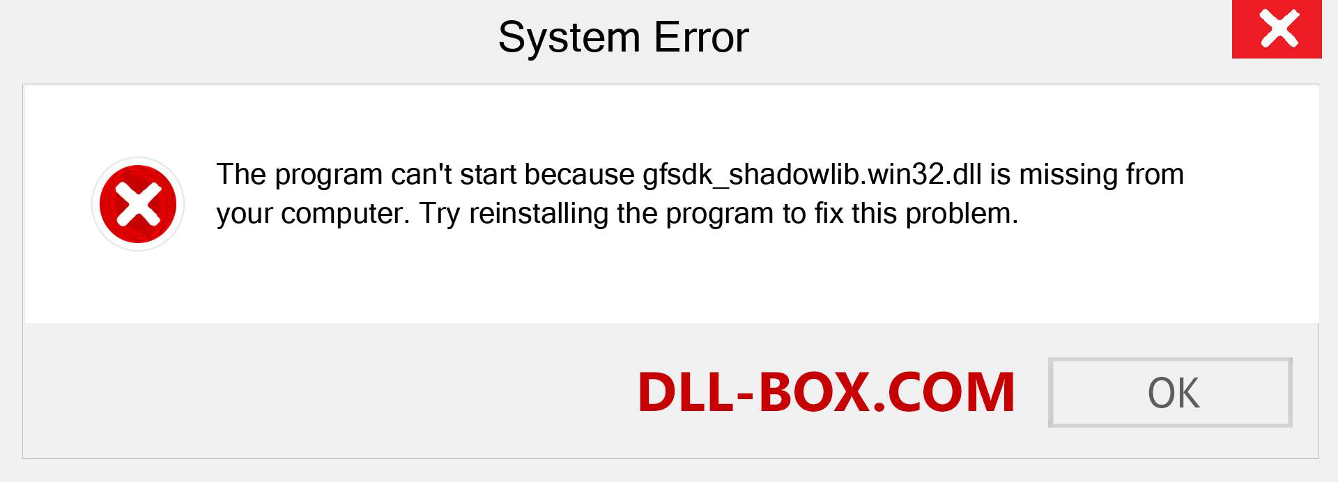  gfsdk_shadowlib.win32.dll file is missing?. Download for Windows 7, 8, 10 - Fix  gfsdk_shadowlib.win32 dll Missing Error on Windows, photos, images